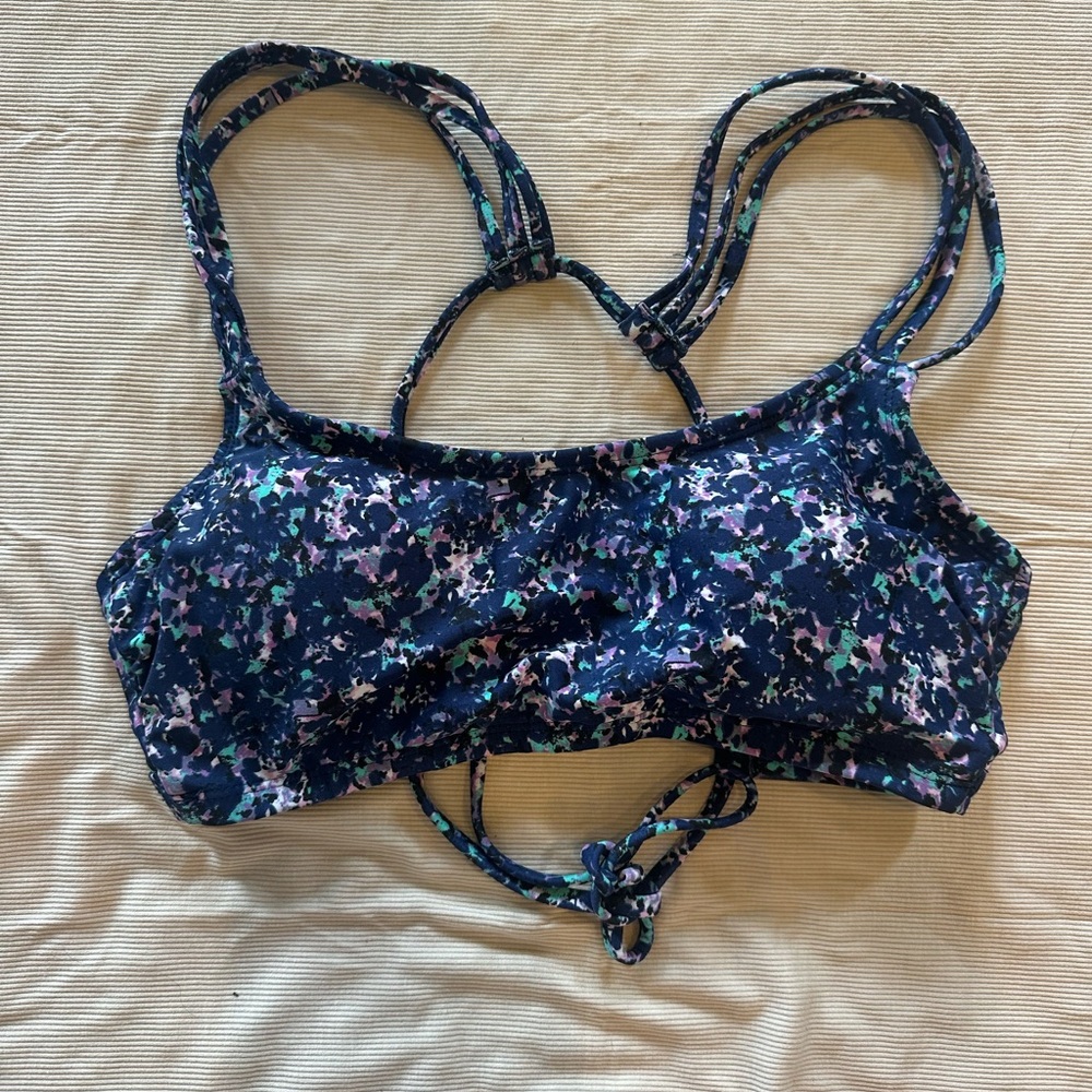 Athletic Bikini Top with Teal and Purple Accents